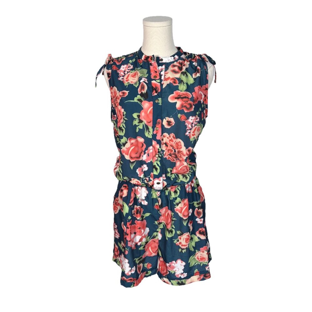 Anthropologie Shades of Grey Floral Romper Size Small